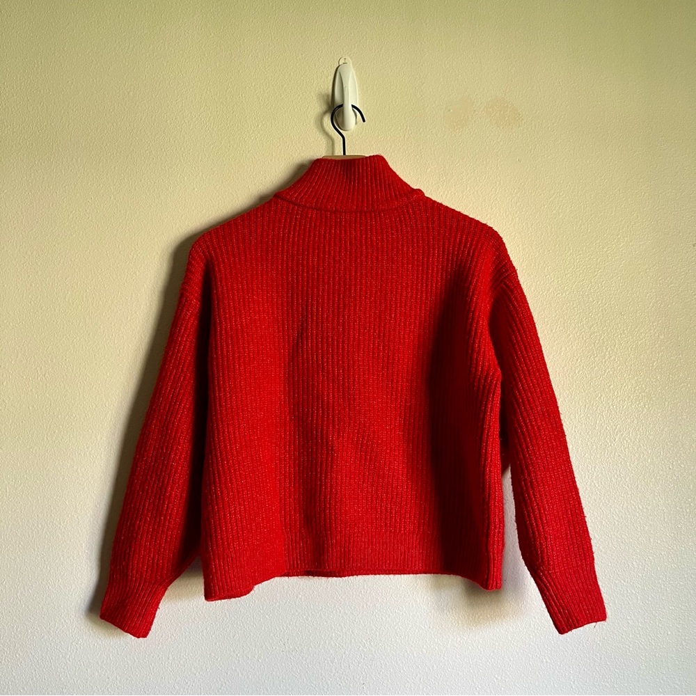 VINCE CAMUTO Half-zip Pullover Ribbed Knit Sweater Size Medium Red - Picture 9 of 13